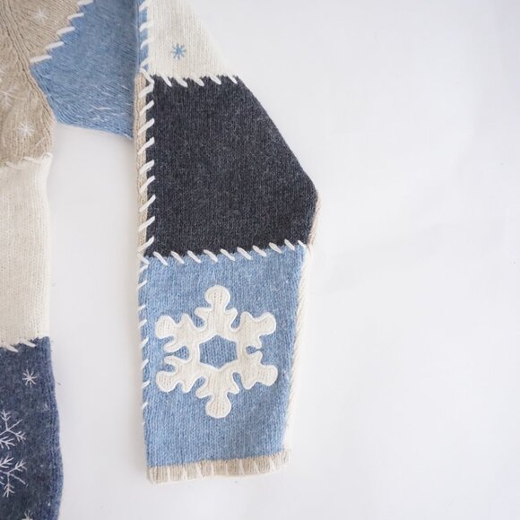 Vintage Christopher Banks Snowflake Patchwork Holiday Cardigan Zip Grandmacore M - Picture 4 of 10